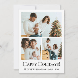 Cartão De Festividades Natal Moderno Família Três Fotos Feliz Férias