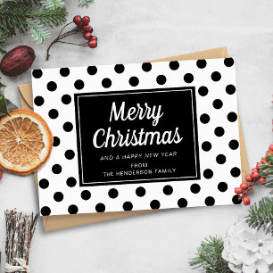 Cartão De Festividades Natal Moderno Feliz Preto E Branco