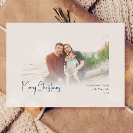 Cartão De Festividades Natal moderno | Foto azuis desbotada