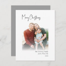 Cartão De Festividades Natal moderno | Foto Vertical Desbotada em Prata