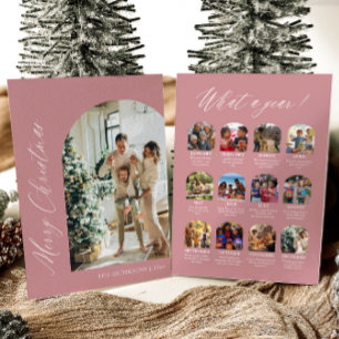 Cartão De Festividades Natal Moderno Minimalista com Arco Rosa Foto Feliz