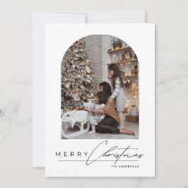 Cartão De Festividades Natal Moderno Minimalista com Foto de Família em A