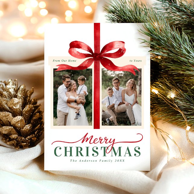 Cartão De Festividades Natal Moderno Minimalista Vermelho (Criador carregado)