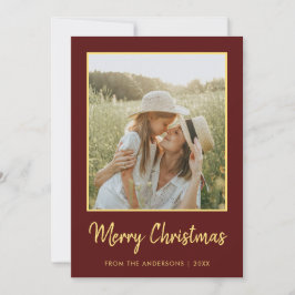 Cartão De Festividades Natal Moderno Mínimo Burgundy e Dourado  