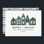 Cartão De Festividades Natal moderno no Japão Casa nórdica verde<br><div class="desc">Natal moderno no Japão Casas nórdicas na moda simples cartão verde de férias design</div>
