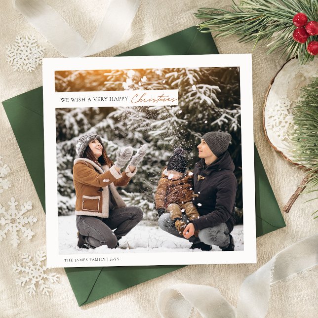 Cartão De Festividades Natal Moderno Russo - Duas Foto Quadrada (Criador carregado)