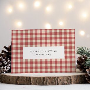 Cartão De Festividades Natal Moderno Rustic Red Gingham