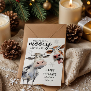 Cartão De Festividades Natal Mooey com Tema de Vaca