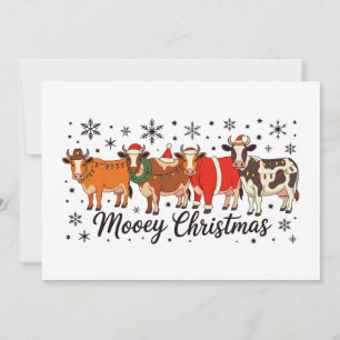 Cartão De Festividades Natal Mooey Vaca Engraçado Feriado Alegre Moo Nata