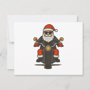 Cartão De Festividades Natal Moto de Natal Vintage Divertido Motociclista