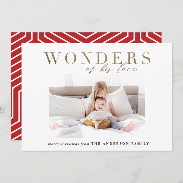 Cartão De Festividades Natal multi-foto de ouro religioso moderno (Frente/Verso)