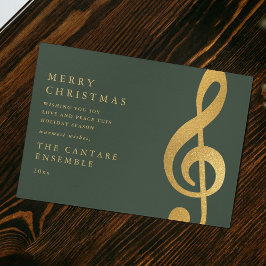 Cartão De Festividades Natal Música Clave de Sol Dourada Elegante
