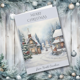 Cartão De Festividades Natal na Paisagem de inverno da Carolina do Norte