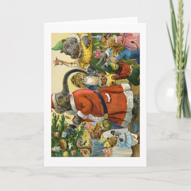 Cartão De Festividades Natal na terra animal (Frente)