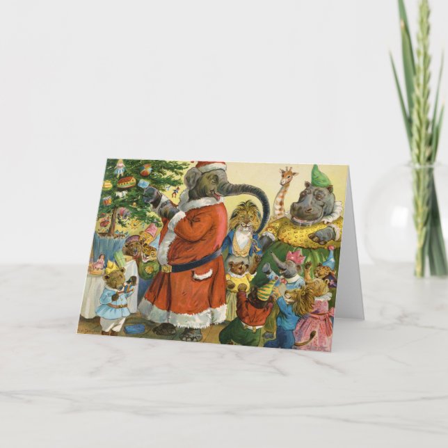 Cartão De Festividades Natal na terra animal (Frente)