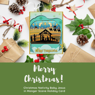 Cartão De Festividades Natal Natividade Bebê Jesus na cena de Manger