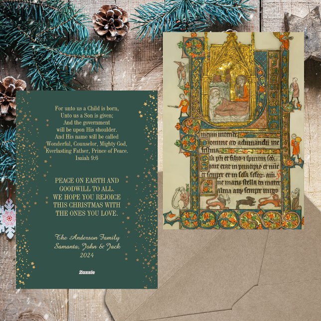 Cartão De Festividades Natal Natividade Cristã Medieval (Christmas Nativity Medieval Religious Christian Traditional Catholic Holiday Greetings Card)
