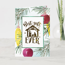 Cartão De Festividades Natal Natividade Melhor Presente Alguma Vez Árvore