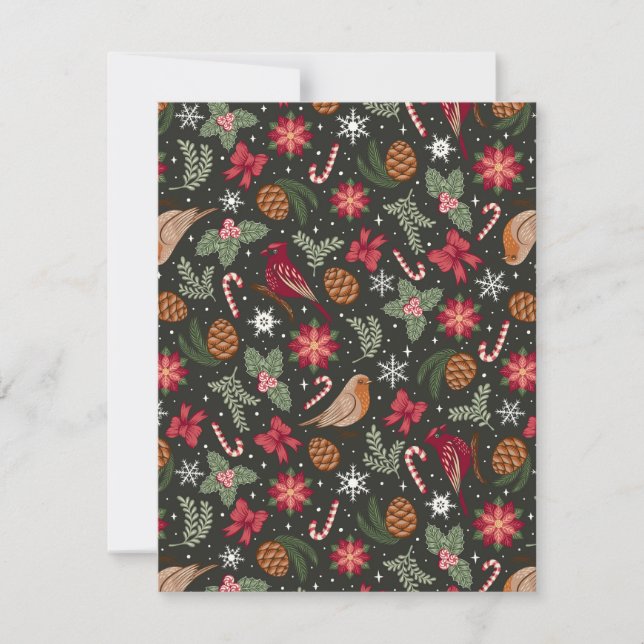 Cartão De Festividades Natal Natural Ditsy (Frente)