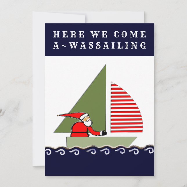 Cartão De Festividades Natal Náutico de Vela (Frente)