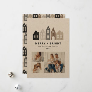 Cartão De Festividades Natal no Japão moderno Casas nórdicas 3 fotos