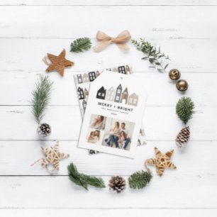 Cartão De Festividades Natal no Japão moderno Casas nórdicas 3 fotos