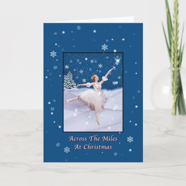 Cartão De Festividades Natal, No Meio dos Miles, Rainha da Neve Ballerina (Frente)