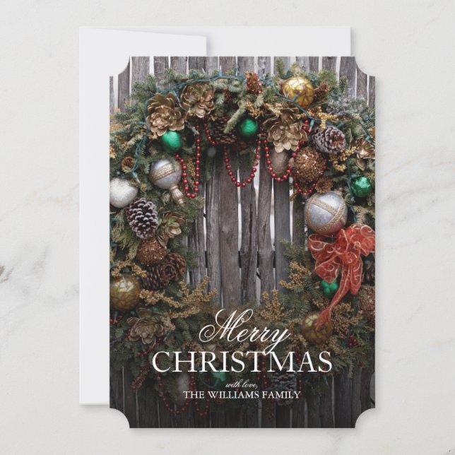 Cartão De Festividades Natal no Sudoeste - Grinalda Clássica com Ornament (Frente)