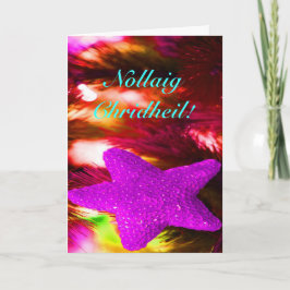Cartão De Festividades Natal Nollaig Chridheil Purple Star II Feriado