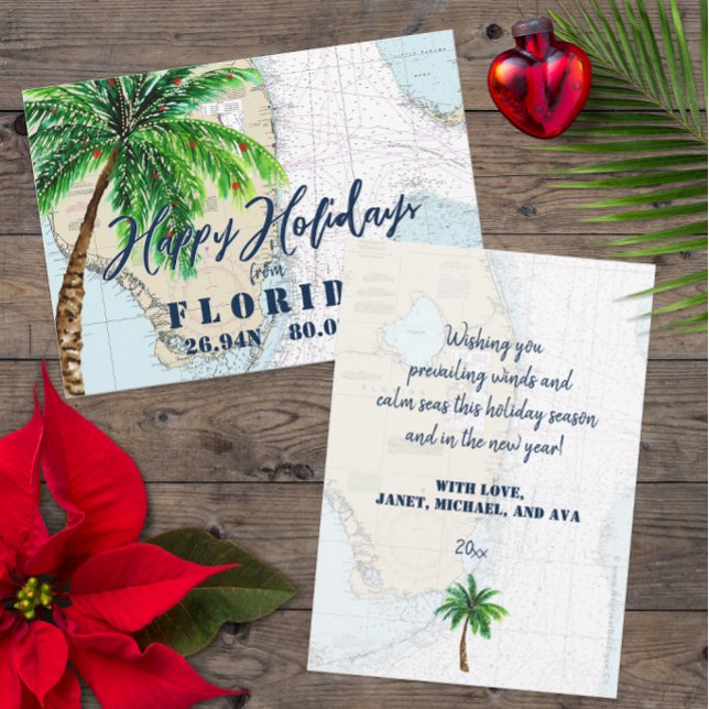 Cartão De Festividades Natal nos feriados tropicais da Flórida (Tropical Florida Holiday Cards for Your Small Business or for Family and Friends)