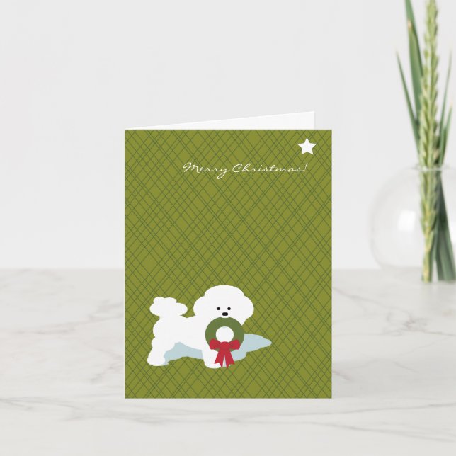 Cartão De Festividades Natal Notecard de Bichon Frise (Frente)