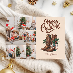 Cartão De Festividades Natal Ocidental com Arco e Botas 6 Fotos