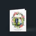 Cartão De Festividades Natal oval floral da foto | da aguarela chique<br><div class="desc">Faça a uma indicação impressionante esta época natalícia com elegante e moderno design de cartão dobrado este Natal que caracteriza a aguarela floral e os sprigs que apresenta sua foto. Veja nossa loja para mais partes neste design!</div>