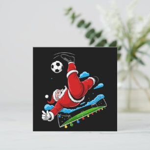 Cartão De Festividades Natal Papai Noel Futebol Chuta Bicicleta Natal Esp