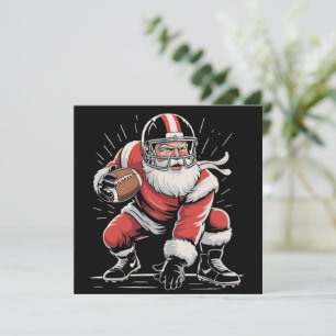 Cartão De Festividades Natal Papai Noel Futebol Lineman Mariscal de Campo