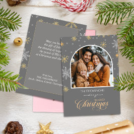 Cartão De Festividades Natal para a Cinza de Fotografias dos Flocos de Ne