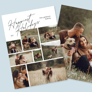 Cartão De Festividades Natal para a Colagem Moderna 8 Foto Mais Feliz