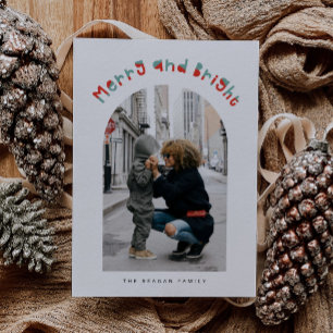 Cartão De Festividades Natal para a Feliz e o arco direito