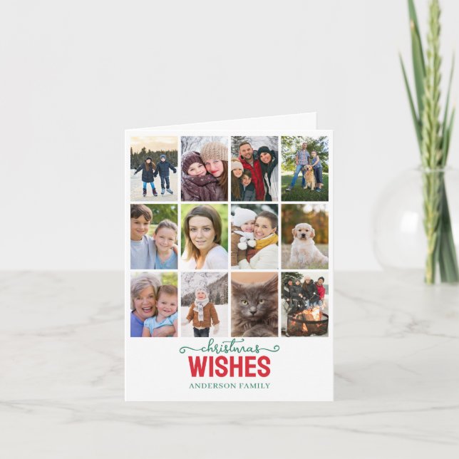 Cartão De Festividades Natal para Colagem de Fotos Moderna 12 (Frente)