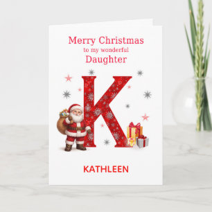 Cartão De Festividades Natal Para Filha Adicione um Nome que Começa com K