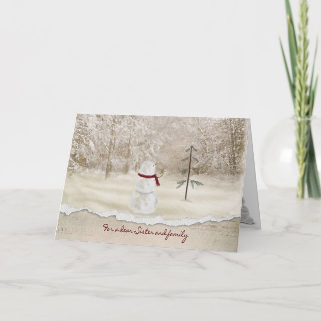 Cartão De Festividades Natal para irmã e família (Frente)