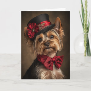 Cartão De Festividades Natal para o Yorkie vitoriano