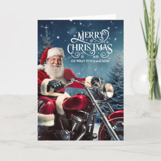 Cartão De Festividades Natal para Papais noeis Biker com pinheiros de inv