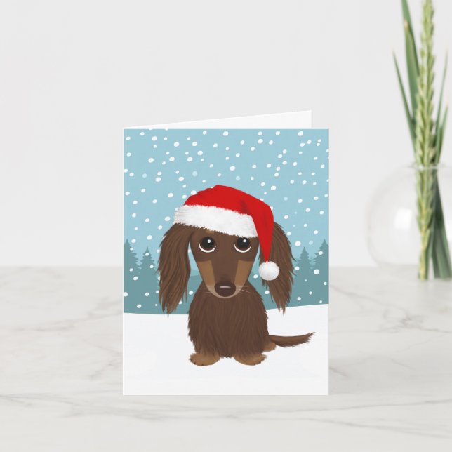 Cartão De Festividades Natal para Papais noeis de Tan Dachshund (Frente)