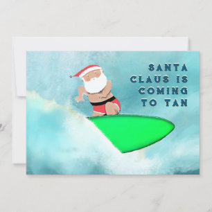 Cartão De Festividades Natal para surfar na praia