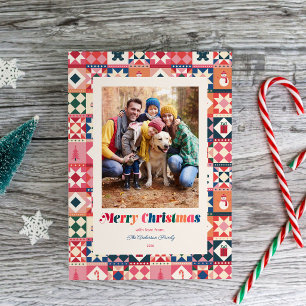 Cartão De Festividades Natal Patchwork Multicolor Foto Feriado
