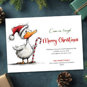 Cartão De Festividades Natal Pato Divertido Excêntrico Greeting Caprichos