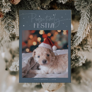 Cartão De Festividades Natal Perfeitamente Festivo para Cachorro em Preto