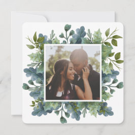 Cartão De Festividades Natal personalizado Blue Green deixa foto