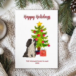 Cartão De Festividades Natal Personalizado Cachorro Spaniel Família Natal